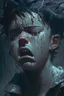 Placeholder: A distressed young lad is weeping and howling in utter agony as torrents of rain pour down and thunder resounds with electric intensity amidst an ominously stormy night, Distressed, Dark, Highly detailed, thunderous, ominous, stormy, Sharp focus, Emotional, art by loish and ross tran and sam yang, trending on artstation hq.