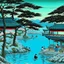 Placeholder: A blue springs with a soda pond painted by Utagawa Hiroshige