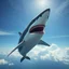 Placeholder: a giant shark eating an airplane in the sky