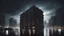 Placeholder: (Masterpiece) A building, in the middle of city, dark night, rains, extreme quality
