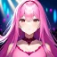 Placeholder: Clear focus, 8k, high quality, detailed, beautiful lighting, vibrant colors, pink long hair, vibrant red eyes, girl, pink outfit