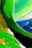 Placeholder: Simple acrylic art with vibrant green and earth colors