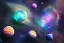 Placeholder: Jupiter, Saturn, nebula, , blue and green, high key lighting, volumetric light high details psychedelic background