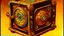 Placeholder: John Harris Style page, ((masterpiece, best quality)), full color, full color, dark serious 1980s steampunk puzzle box, magic, watercolor,