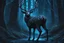 Placeholder: Beast Shadow symbiote in 8k realistic anime drawing style, Deer them, human model,blue neon crystal antlers deer, fantasy forest, intricate details, highly detailed, high details, detailed portrait, masterpiece,ultra detailed, ultra quality