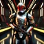 Placeholder: star wars bald male corellian pilot wearing pearlescent black and gunmetal grey First Order special forces heavy assault stealth commando armor and helmet with gold and red trim inside the jedi temple, hyperdetailed, dynamic lighting, hyperdetailed background, 8k resolution, volumetric lighting, light skin, fully symmetric details