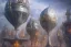 Placeholder: metallic magic city towers airships night