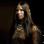 Placeholder: Native american woman, long hair made of ,gold and strass, sequins