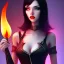 Placeholder: black hair lady hunter short top with fire