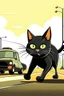 Placeholder: black cat hit on road cartoon