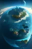 Placeholder: a large planet with 11 oceans and a lot of small islands around, seen from space, 4k, fantasy, sci fi