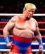 Placeholder: Realistic image of Donald trump wrestler, Mexican wrestling style, eye liner, red and blue breeches, glow us flag dress, suspenders, retro style, 80s, vibrant color, highly detailed, clean background, concept art, unreal engine 5, god rays, ray tracing, RTX, lumen lighting, ultra detail, volumetric lighting, 3d, finely drawn, high definition, high resolution.