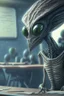 Placeholder: Alien in a classroom ,highly detailed, artstation, sharp focus,4k