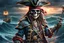 Placeholder: Skeleton pirate in 8k anime cgi drawing style, sea, Storm, close picture, rain, neon, highly detailed, high details, detailed portrait, masterpiece,ultra detailed, ultra quality