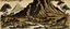 Placeholder: A dark brown mountain with tar pits painted by Katsushika Hokusai
