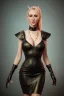 Placeholder: Brandi Love in black leather gown, evil, busty, cleavage, curvy, angry, happy, stern look. character design by cory loftis, fenghua zhong, ryohei hase, ismail inceoglu and ruan jia. unreal engine 5, artistic lighting, highly detailed, photorealistic, fantasy