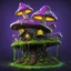 Placeholder: A weird mushroom house with drippy spots and eyeballs on a floating island. black green yellow purple Detailed gloss Painting, rich color, fantastical, intricate detail, splash screen, hyperdetailed, insane depth, concept art, 8k resolution, trendi