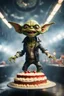 Placeholder: portrait of happy gremlin virgin alien standing in a mega cake on a speeding locomotive in a wind tunnel birthday party in a storm cloud, in the style of a fallout 4,bokeh like f/0.8, tilt-shift lens 8k, high detail, smooth render, down-light, unreal engine, prize winning