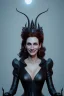 Placeholder: Julia Roberts as evil queen in black leather gown, evil, busty, cleavage, curvy, angry, stern look. character design by cory loftis, fenghua zhong, ryohei hase, ismail inceoglu and ruan jia. unreal engine 5, artistic lighting, highly detailed, photorealistic, fantasy