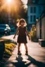 Placeholder: little girl that is standing on a sidewalk, inspired by Louisa Puller, trending on unsplash, viennese actionism, anamorphic lens flare, dynamic pose, shallow depth of field, dreamlike, nature-inspired, romantic, whimsical, fantasy art,