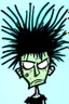 Placeholder: 2d drawing of a stickman, cool with punk hair, just woke up, eyes are sleepy ,3d realistic in colour