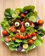 Placeholder: Made a craft a face made by fresh salads fruits and vegetables toping sauce