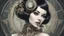 Placeholder: pale steampunk alien woman wearing exotic clothing. Black hair bob