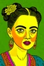 Placeholder: Draw an original cartoon picture of Frida Khalo