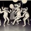 Placeholder: 1980s photo of new year's party alien monkey with dancing cats happy