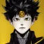 Placeholder: Detailed anime portrait of tangsan from my hero academia, gold hair and golden eyes, black suit, intricate details, full body portrait, keep head in frame, slight smile, black Japanese motif, concept art, highly detailed, digital painting, concept art, sharp focus, illustration, art by Yoji Shinkawa, WLOP and greg rutkowski and alphonse mucha and artgerm and yanjun Chen and Junji ito and Makoto Shinkai, HDR, octane render