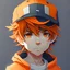 Placeholder: Anime boy avatar with orange cap and hair and eyes in side