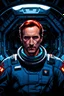 Placeholder: Portrait of a young Nicolas Cage in a sci fi outfit, starfinder, space explorer, red hair, inside of a starship, art style.