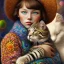 Placeholder: A girl and her cat inspirational styles - Pointillism, Realism and Fauvism