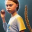 Placeholder: portrait of Greta Thunberg vs big company