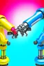 Placeholder: Draw the flexible link robotic arms with a flexible joint as the research object. More colorful industrialization. More colorful background.Better looking background