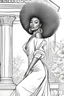 Placeholder: Coloring page of a elegant fashion model black woman with afro, dynamic poses, full body portrait, thick and clean lines, clean details, ar 2:3, no-color, coloring page style, no-turban, coloring page style, non background, non color, non shading