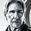 Placeholder: portrait of harrison ford as captain han solo, brown eyes, with realistic and extrem light facial skin, cinematic lighting, photorealistic, volumetric light and shadow, hyper HD, octane render, unreal engine, insanely detailed and intricate, hyper-realistic, space background, watercolour on white paper