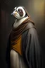 Placeholder: portrait of penguin dressed as a monk , realistic, looking in front