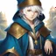 Placeholder: Fantasy World, A boy only wearing a closed wizards robe, and wearing a wizards hat. White Hair. Golden Eyes.