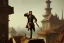 Placeholder: Assassin running on a roof, 1800, industrial revolution, hooded man