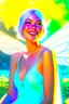 Placeholder: A hyper-realistic photo, smiling fairy lady in a garden ,Sun Light, Shiny Simple White Costumei, full portrait, glamorous, 64K, hyperrealistic, vivid colors, (glow effects:1.2) , 4K ultra detail, , real photo, Realistic Elements, Captured In Infinite Ultra-High-Definition Image Quality And Rendering, Hyperrealism, real world, in real life, realism, HD Quality, 8k resolution, , real photo, 8 k