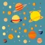 Placeholder: solar system with stars in background, flat design