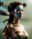 Placeholder: Ultra realistic, steampunk party scene. Geisha Asian woman with tiger, waist up view, smoke, happy, color fog, people background, highly detailed, concept art, unreal engine 5, god rays, ray tracing, RTX, lumen lighting, ultra detail, volumetric lighting, 3d, finely drawn, high definition, high resolution.