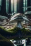 Placeholder: chrome mushroom in prehistorical forest, 4 k, trending art, depth of field, high detail, high contrast