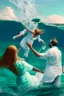 Placeholder: doctors throwing a girl mermaid into the ocean