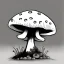 Placeholder: mushroom, black and white, cartoon, drawing, cute, creature, simple