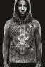 Placeholder: Cool black rapper with all the jewelery and tattoos, hoody and moves. Surrounded by an abstract backstreet graffiti vibe