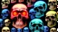 Placeholder: hundreds of non-anatomically correct, dark comic art, graphic novel,human skulls stacked into a wall unusual neon lighting, high velocity, 64k, dystopian, vray, a picture of a dark, comedic, anatomically correct wall of colorful tightly packed skulls of varying sizes and expressions, photo realistic, insanely meticulous, highly detailed, part of a collection of bones on display, 64k, dystopian, vray ,made with stained glass