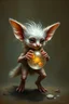 Placeholder: glorious transparent transcendent cute hairy gremlin elf fairy fox holding ball in chain, painted by Rembrandt