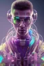 Placeholder: lionel Messi style cyberpunk, purple tones, high lighting